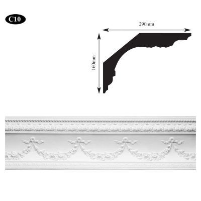 Large swag & bow plaster cornice Glasgow