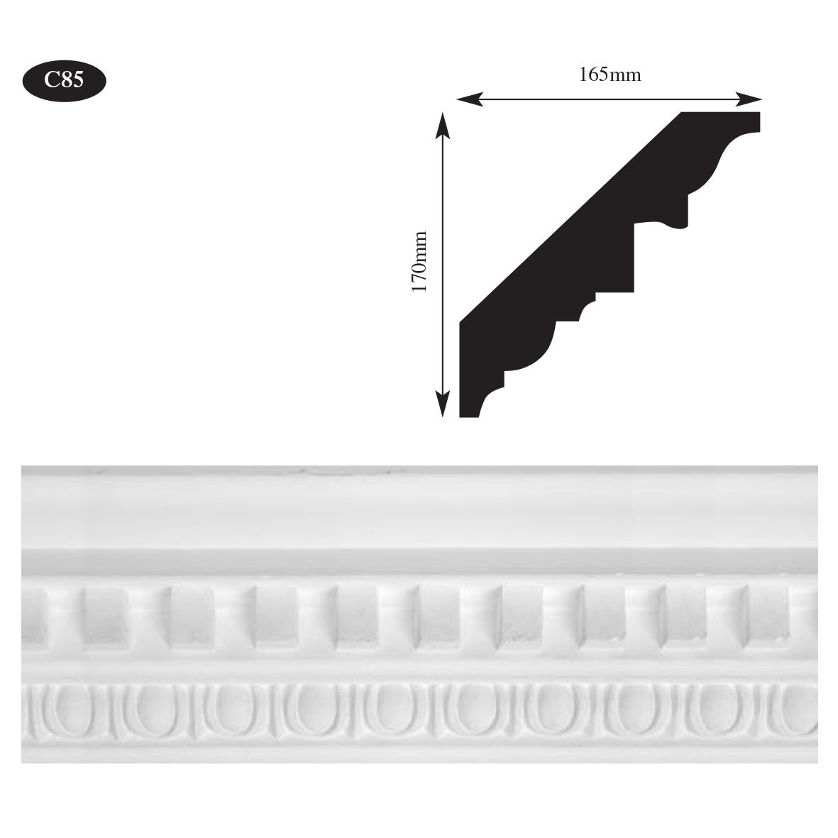 C85 Georgian Dentil Plaster Cornice - Wm Boyle Interior Finishes