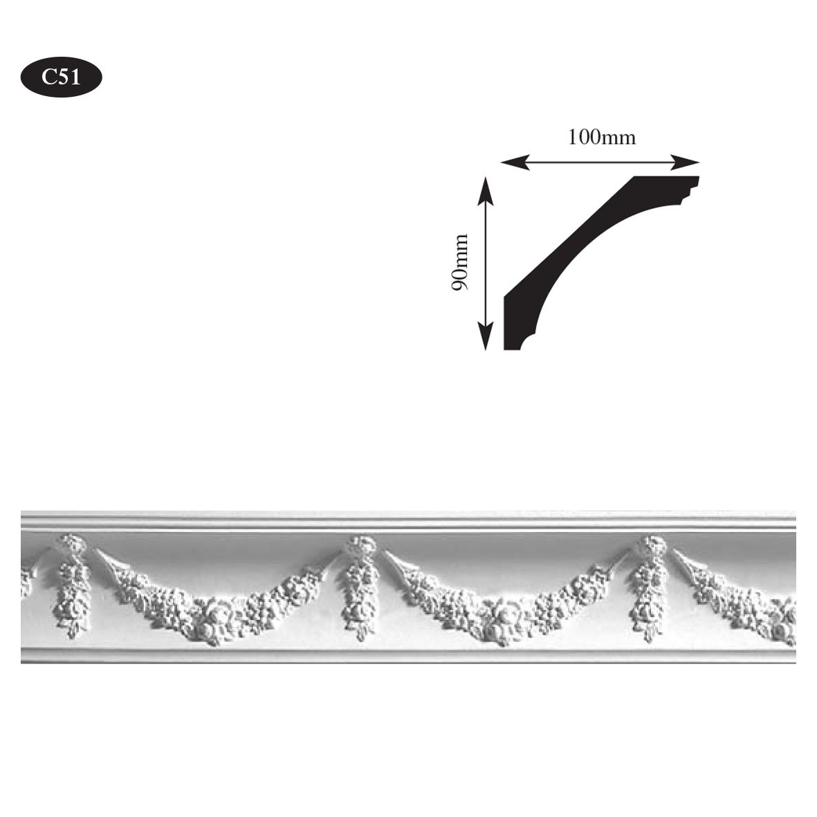 C51 Small Floral Swag Plaster Cornice Wm Boyle Interior Finishes