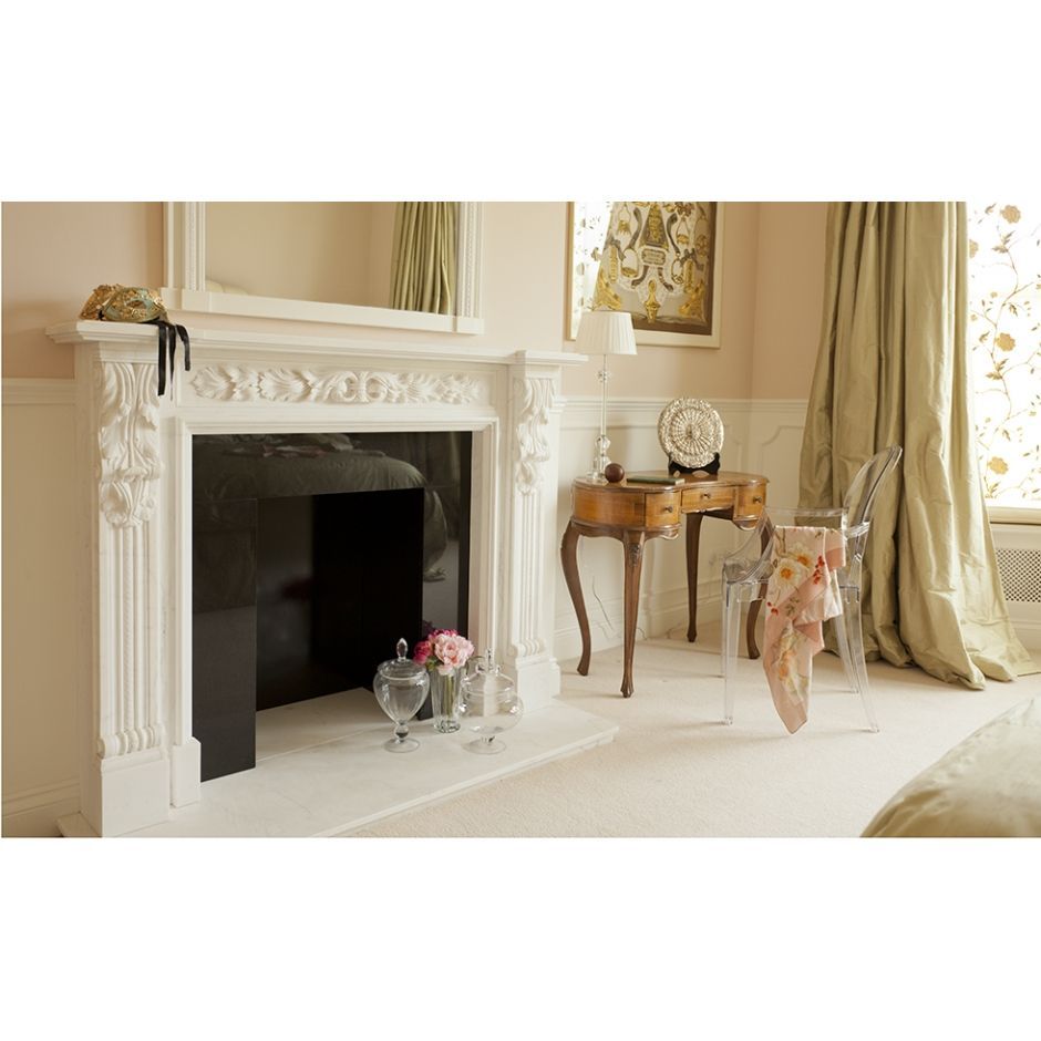 Traditional French Style marble fire surround 'Versaille' carrera white