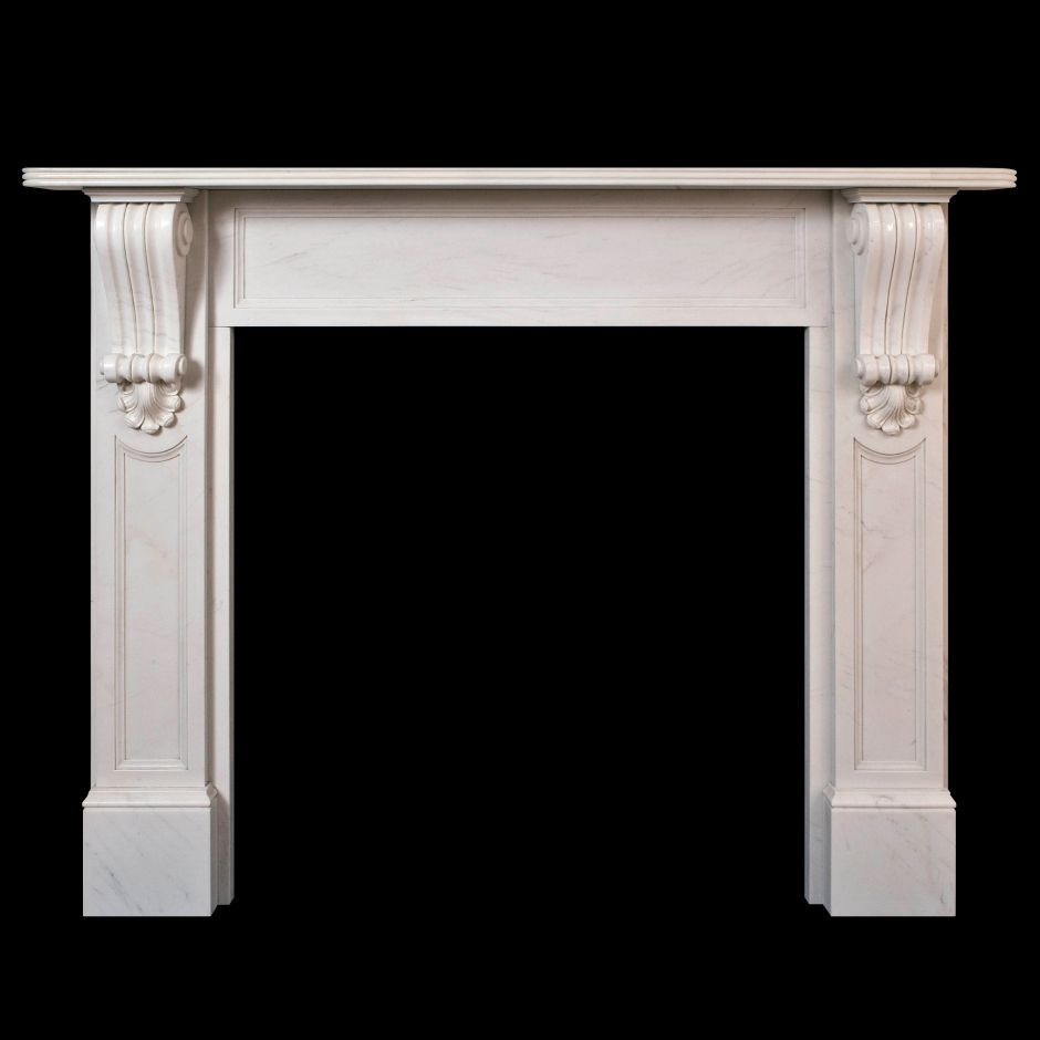 Traditional Victorian style marble fire surround 'William IV' carrera