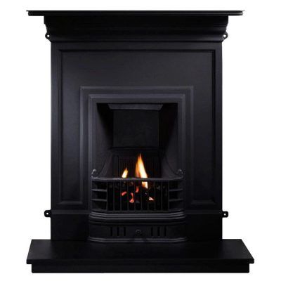 Barcelona black cast iron combination fireplace