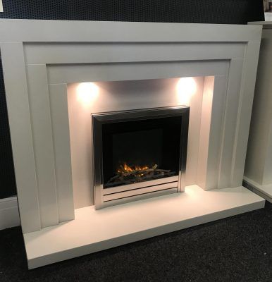 Deco white marble fireplace