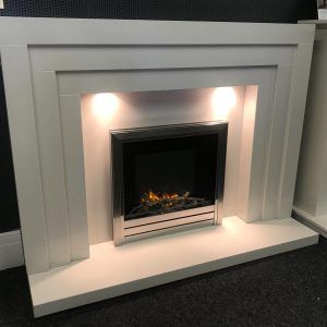 Deco white marble fireplace
