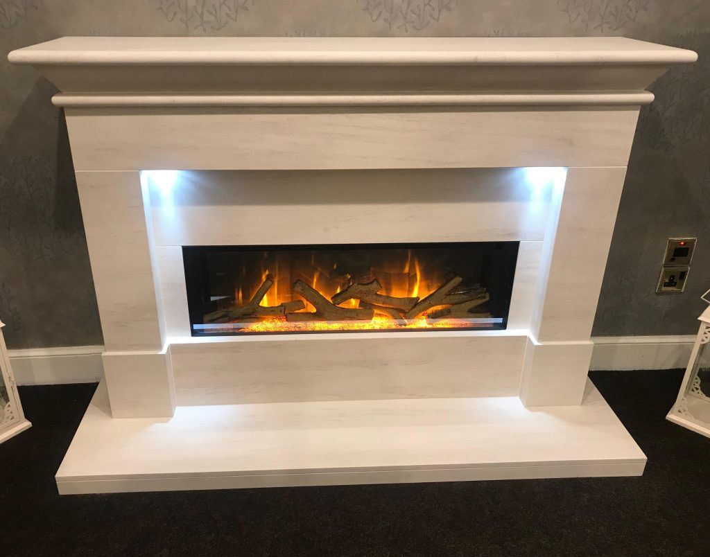 Limestone Fireplace & Electric Fire Fire Surround Glasgow, UK